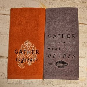 Gather Together Decorative Towels - Orange and Gray